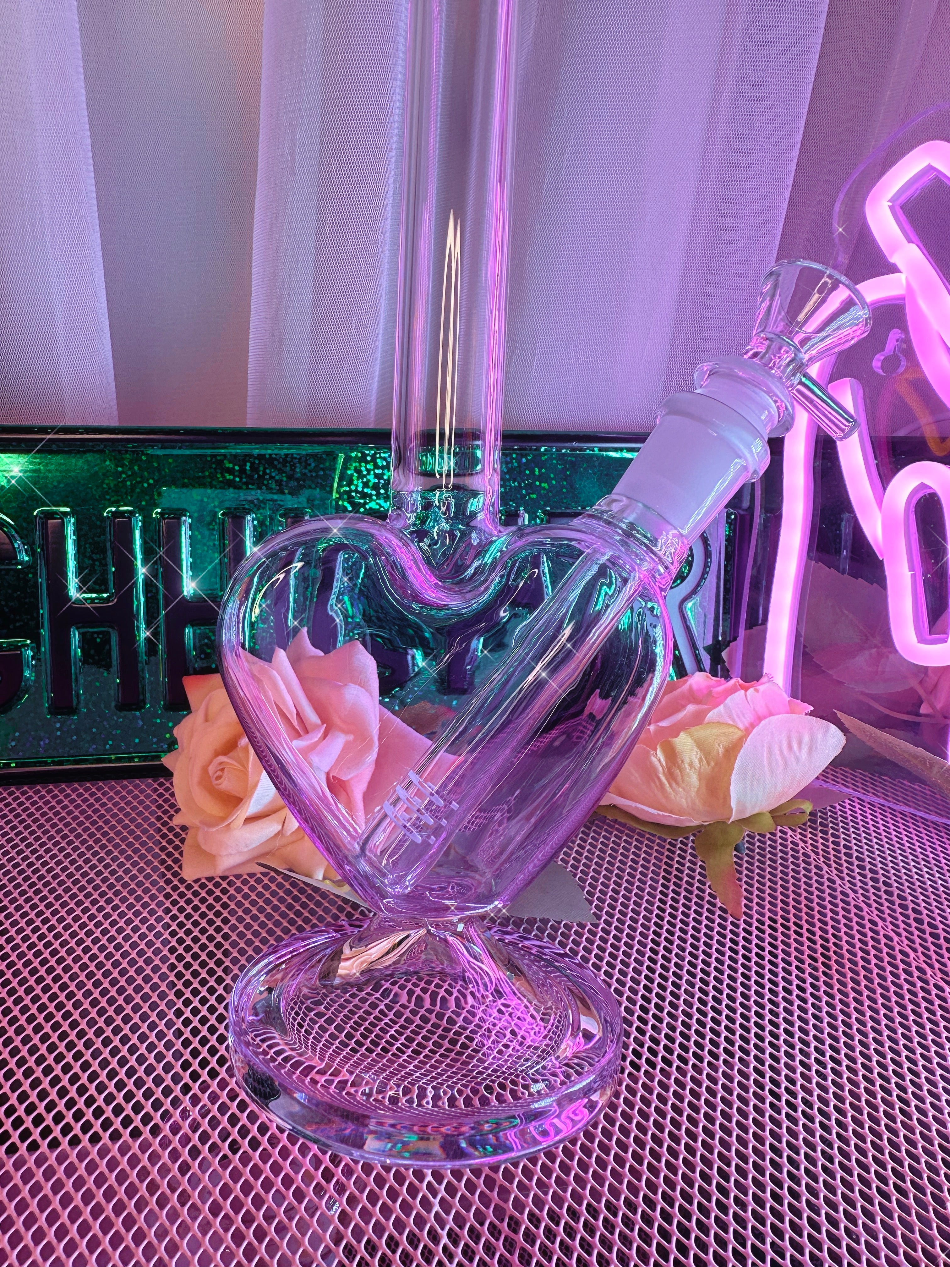 Translucent Clear Heart Pipe - Pastel, violet, rose, style de vie, accessoires, bleu, cadeaux pour elle, art