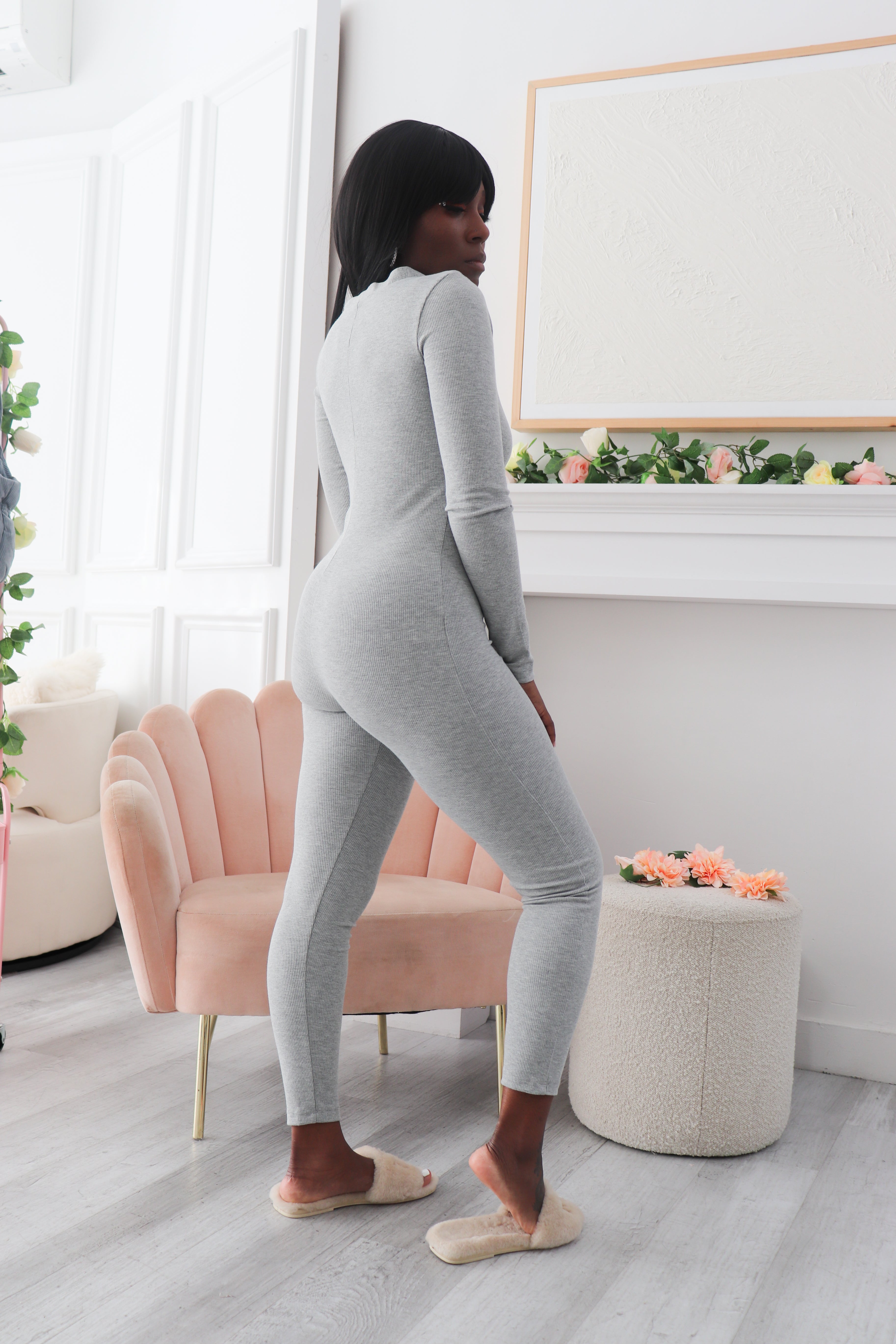 Home Body Jumpsuit, Women's Body Jumpsuit, Button-Up Jumpsuit, Activewear Jumpsuit, Long-Sleeve Jumpsuit