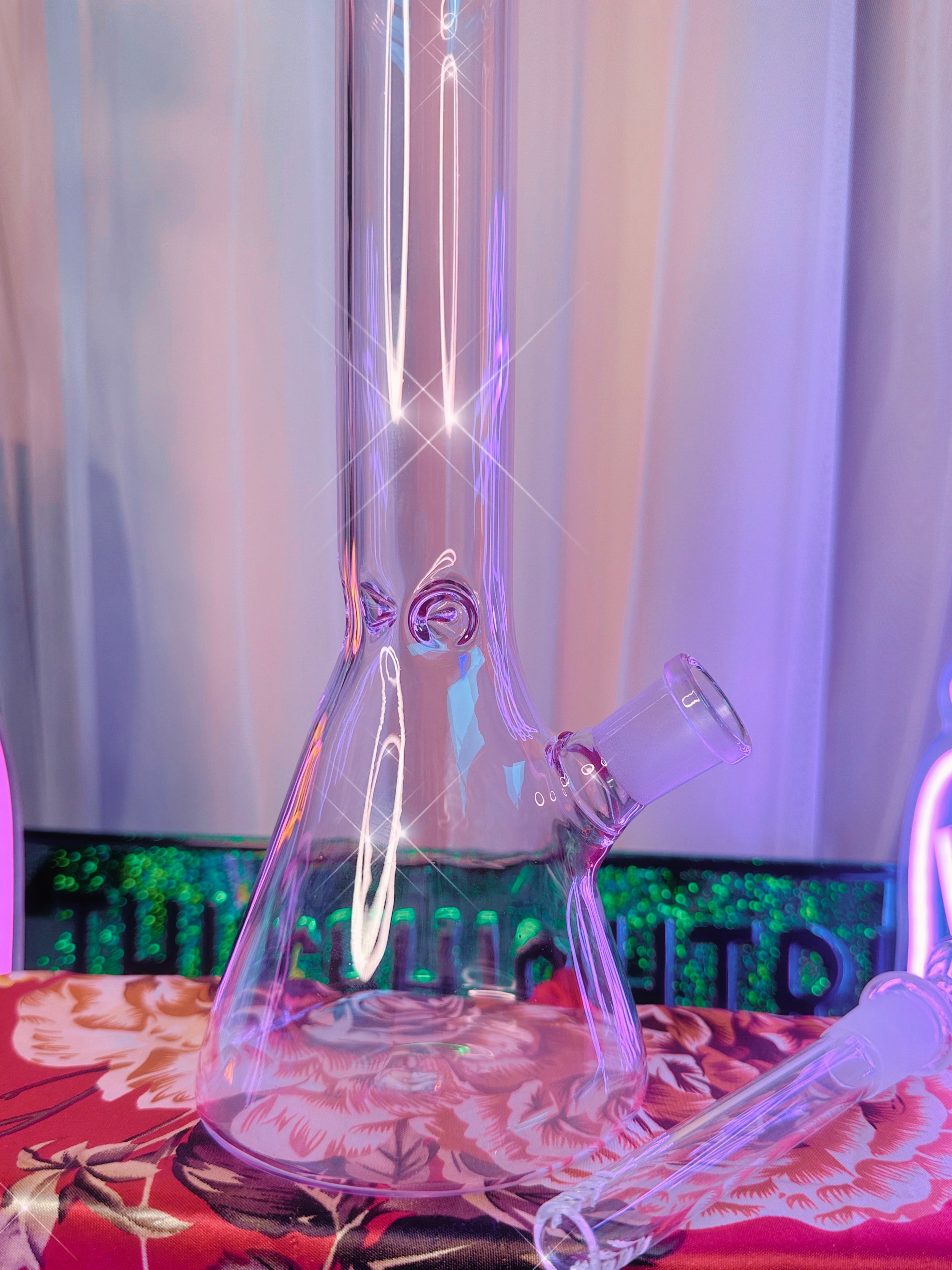 Translucent Pink Medium Glass Water Pipe