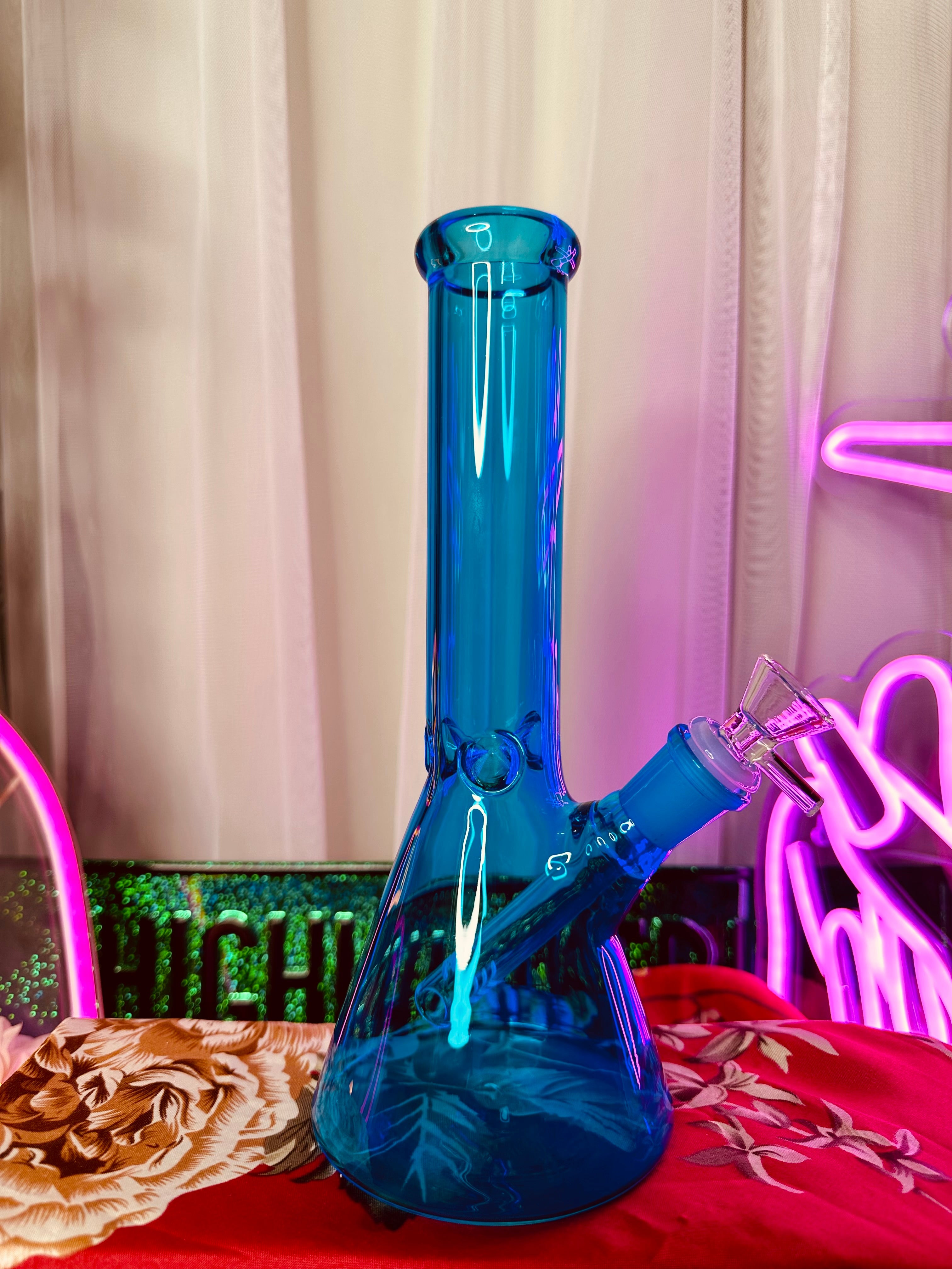 Medium Translucent Blue Glass Water Smoke Pipe