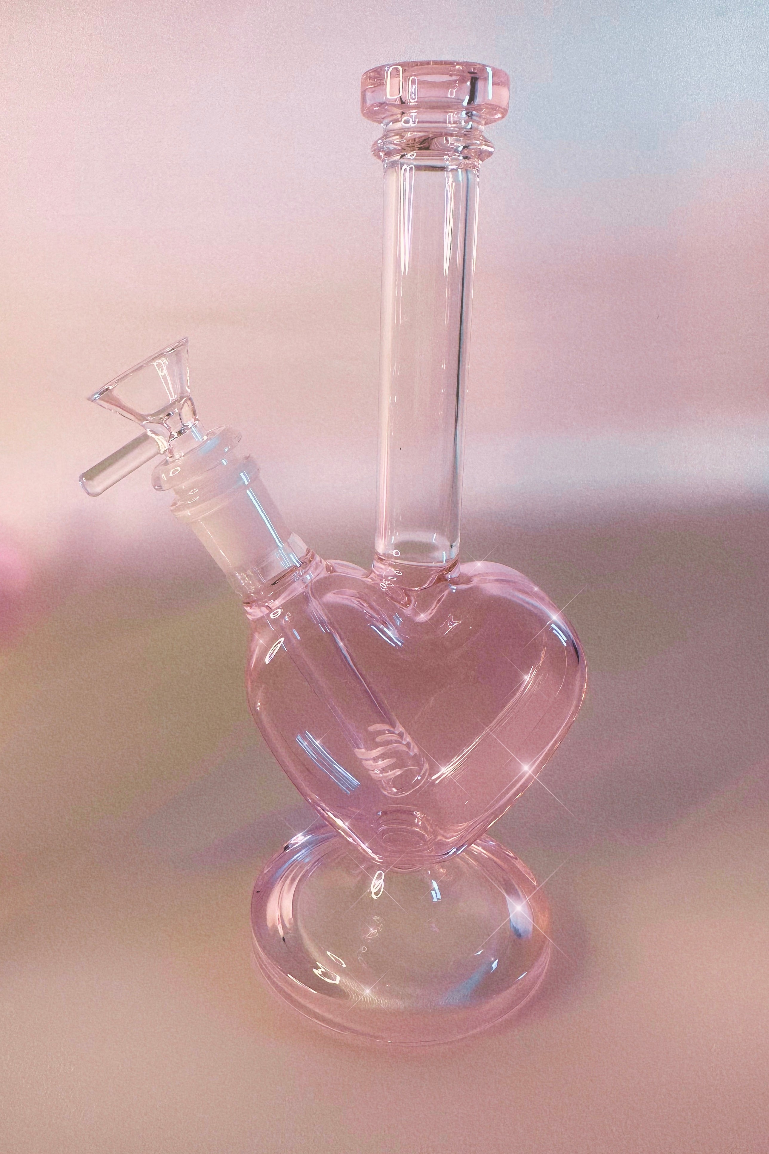 pink medium size bong pipe with sparkles