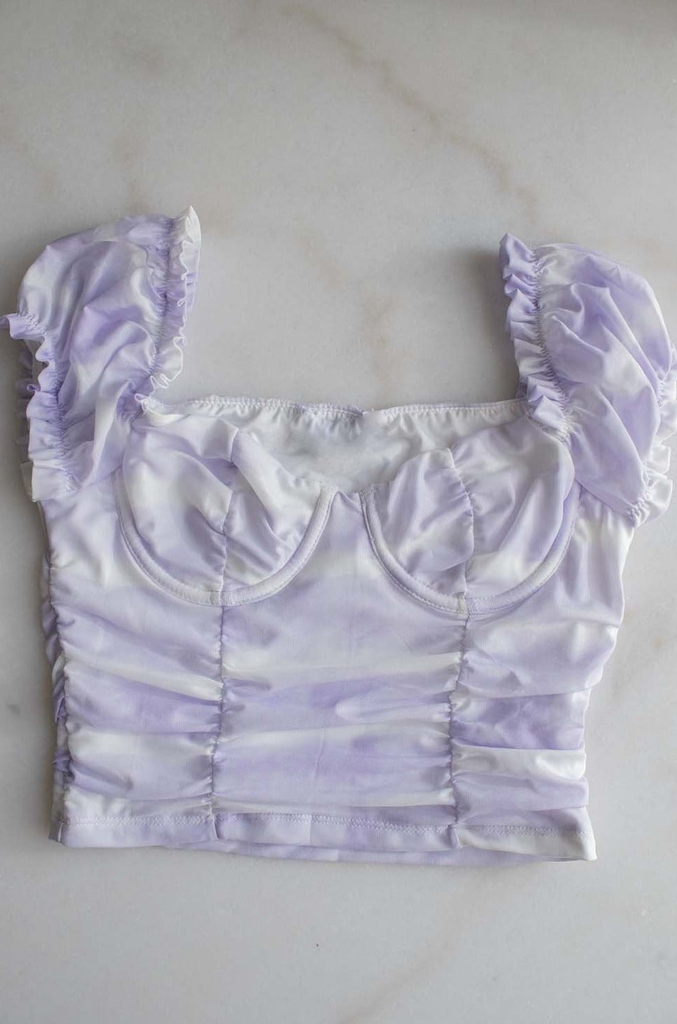 Fun Times Crop Top, lavender Crop Top, Ruched Crop Top, Puff Sleeve Crop Top, Women's Crop Top