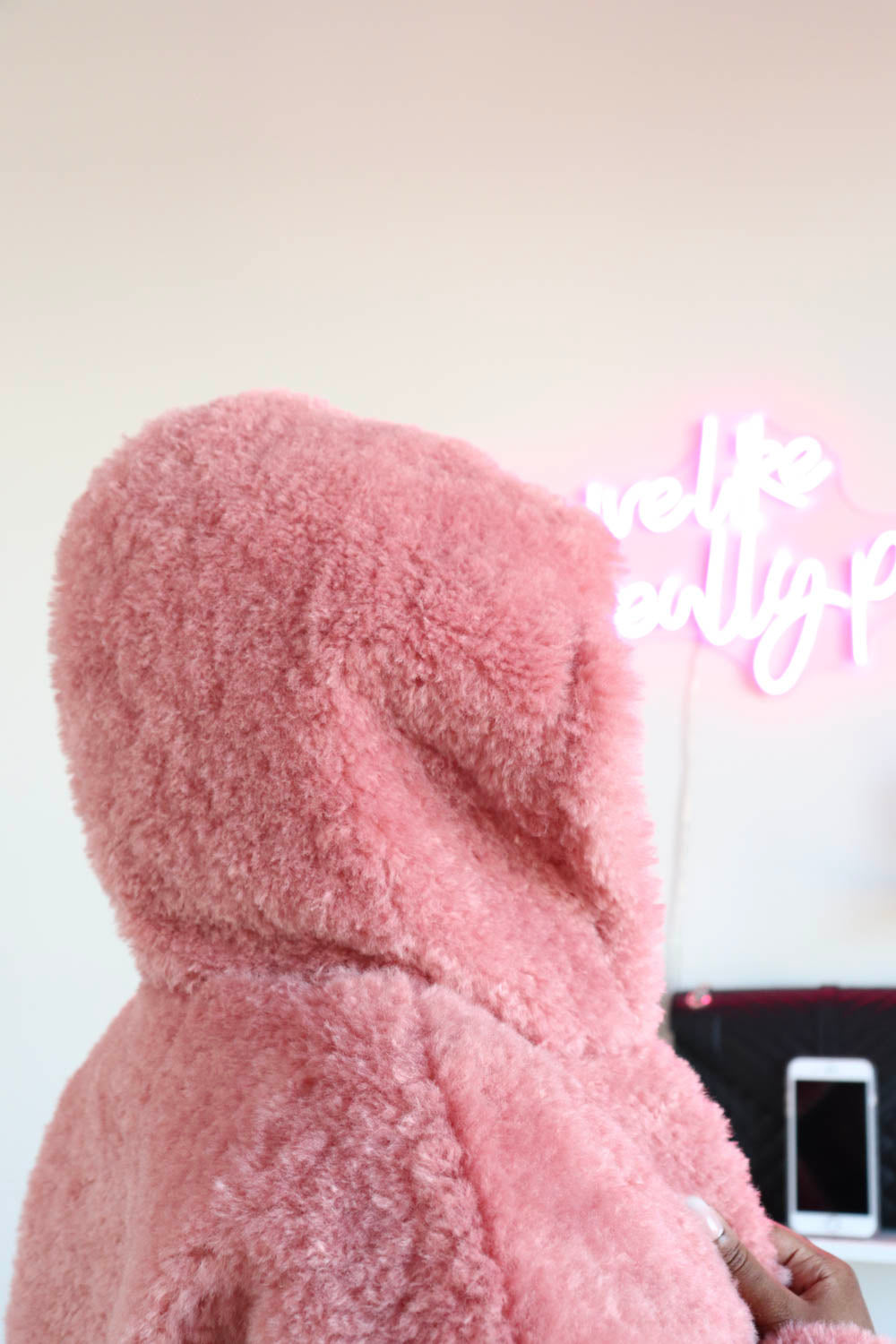 Faux Fur Hooded, Feeling Pink Hooded Jacket, Fur Hooded Jacket, Cropped Faux Fur Hood, Zip-Up Faux Fur Hood, Womens Faux Fur Hood