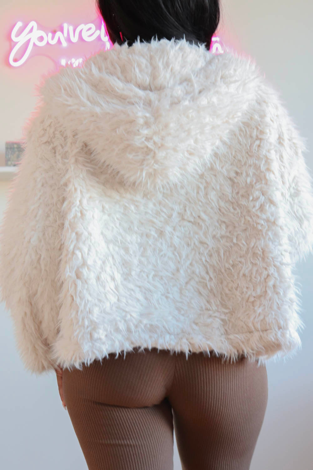 Faux Fur Hood Jacket, Hook-&-Eye Faux Fur Jacket, Oversized Faux Fur Jacket, Fluff Me Hood Jacket, Faux Fur Jacket