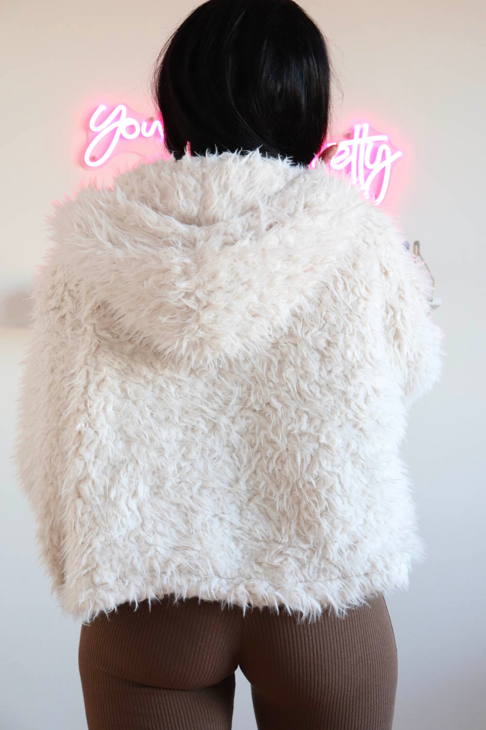 Faux Fur Hood Jacket, Hook-&-Eye Faux Fur Jacket, Oversized Faux Fur Jacket, Fluff Me Hood Jacket, Faux Fur Jacket