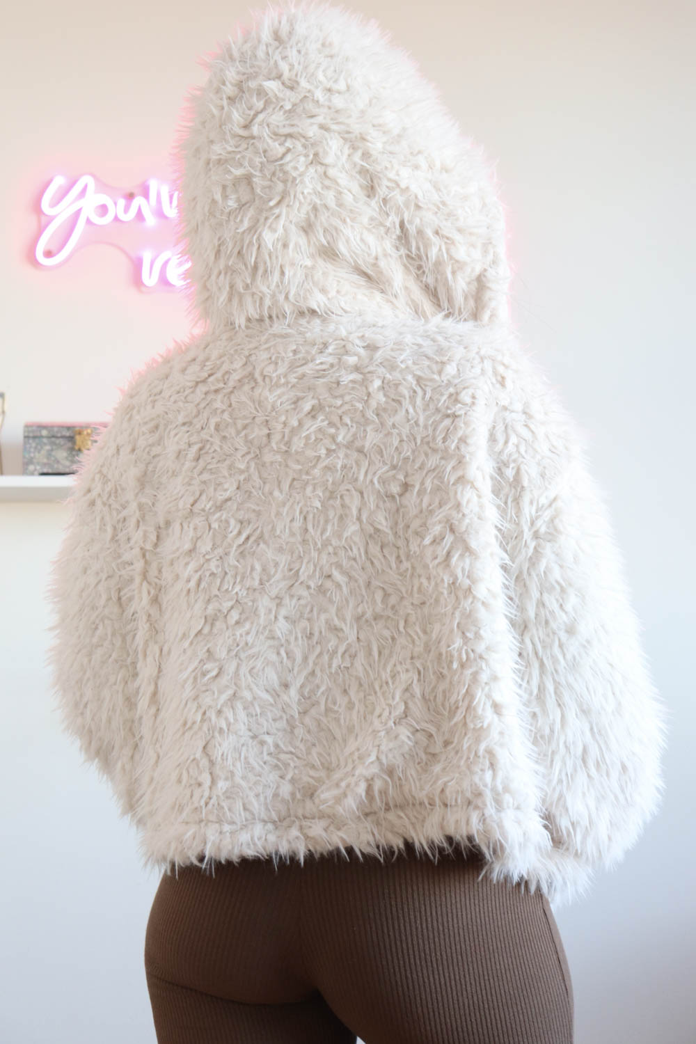 Faux Fur Hood Jacket, Hook-&-Eye Faux Fur Jacket, Oversized Faux Fur Jacket, Fluff Me Hood Jacket, Faux Fur Jacket